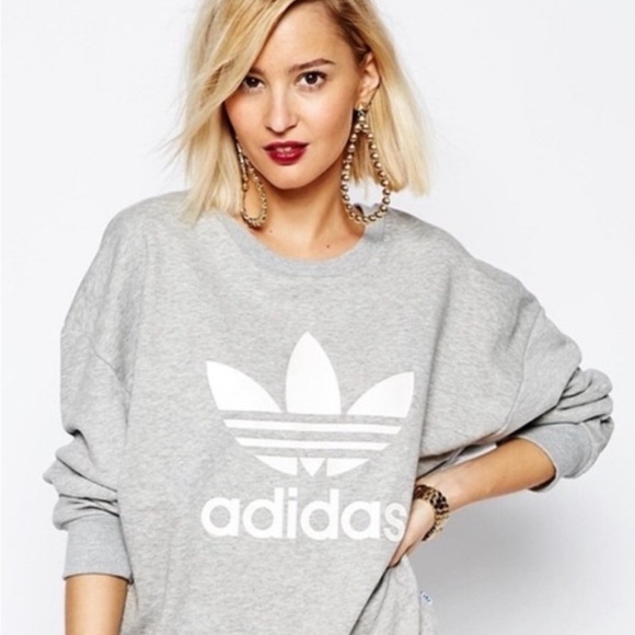 Adidas Women's Gray Logo Sweatshirt sz M - Picture 1 of 7